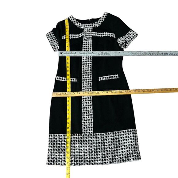 KARL LAGERFELD Paris Black White Dress Sheath Houndstooth Detail Size 6 - Picture 6 of 10